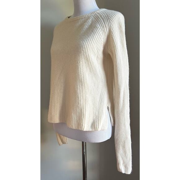 Leo & Sage Women’s Sweater Ribbed Knit Pullover Side Slits Ivory Cream Sz Small - Picture 2 of 6